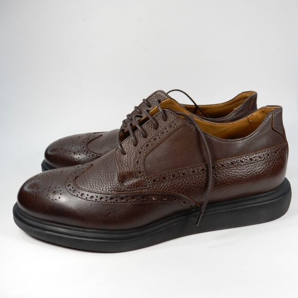 VELLAPAIS Mare Leather Wingtip Sneakers Shoes Size 12 Dark Brown NEW - Picture 11 of 15